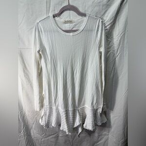 We The‎ Free Free People Cream Thermal Ruffle Hem Tunic Top Long Sleeve XS